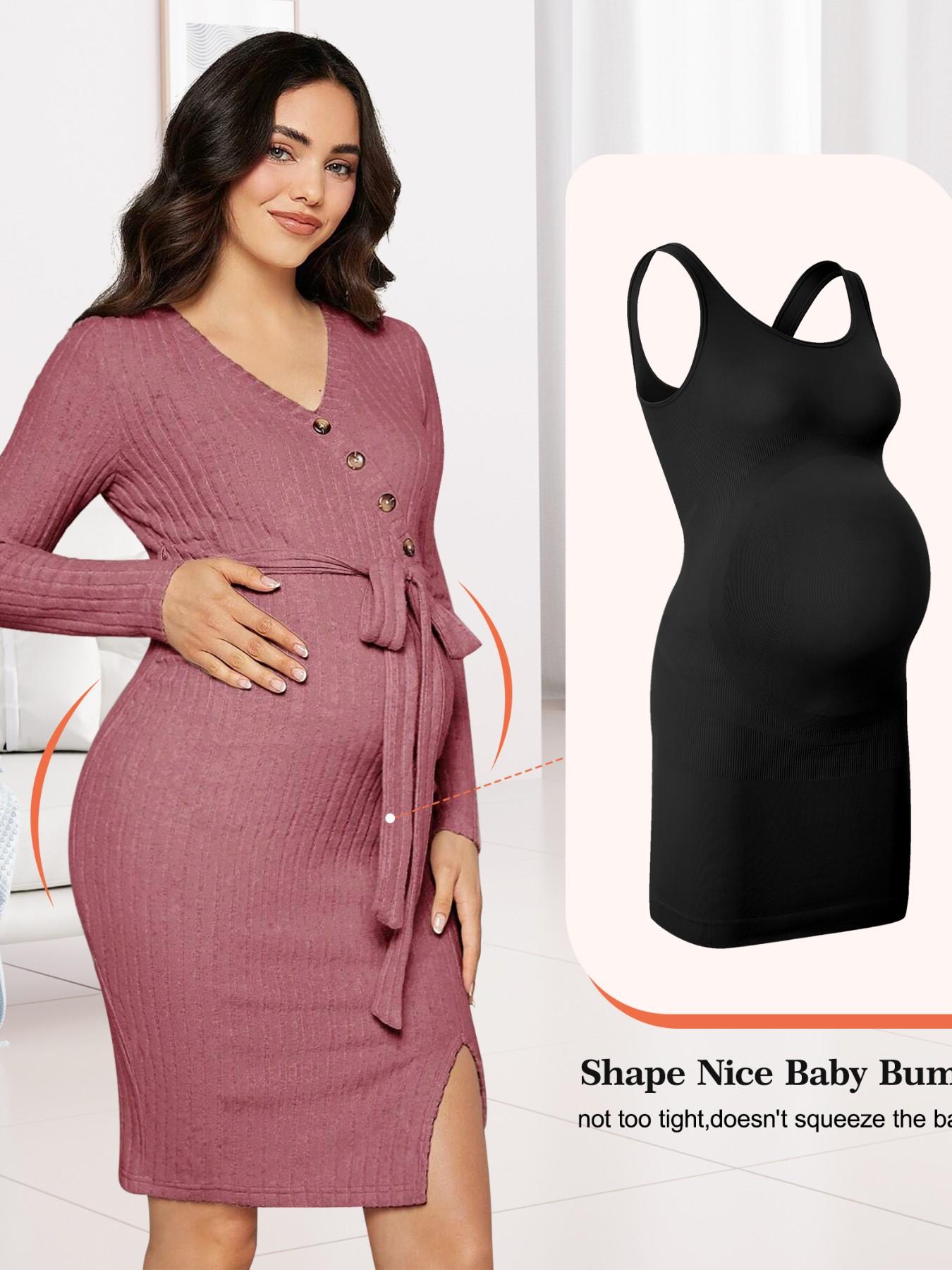 Maternity Seamless Body Shaper Dress, No-Press Chest Support, Abdominal Shaping Garment, Comfortable Pregnancy Wear, Maternity Dresses