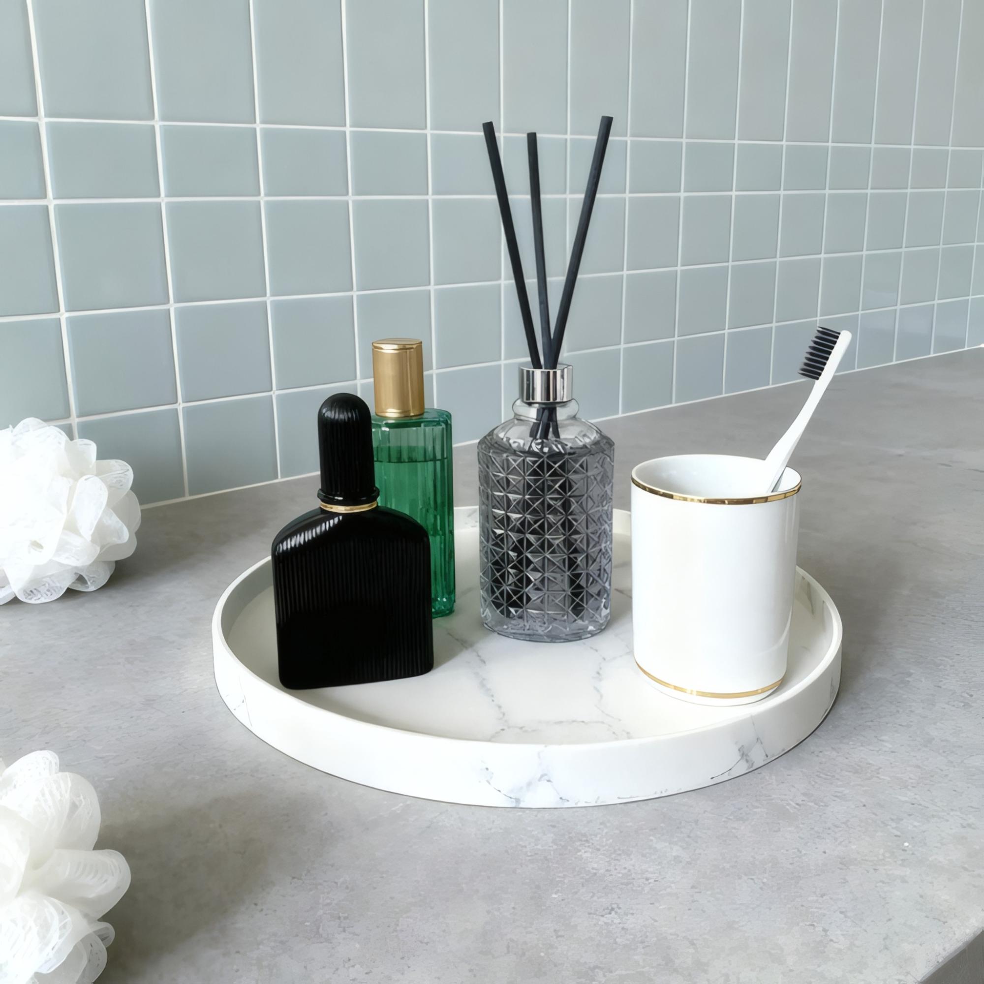 1 Set Marble Silicone Tray - Elegant Display for Perfume, Candles & Home Decor (S+M+L)