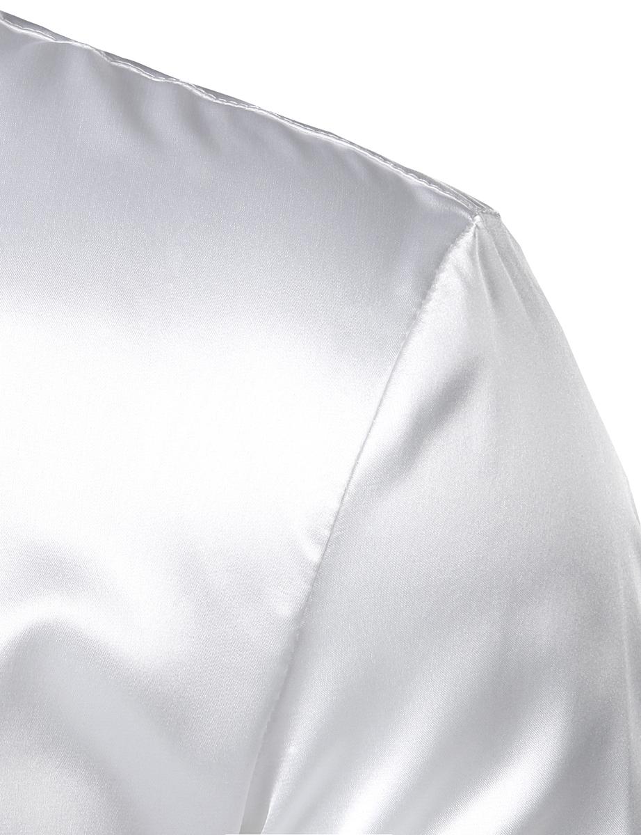 ZEROYAA Men's Luxury Shiny Silk Like Satin Button Up Dress Shirts Soft Polyester Fabric 4th of July Shirt for Men Casual Business Wear