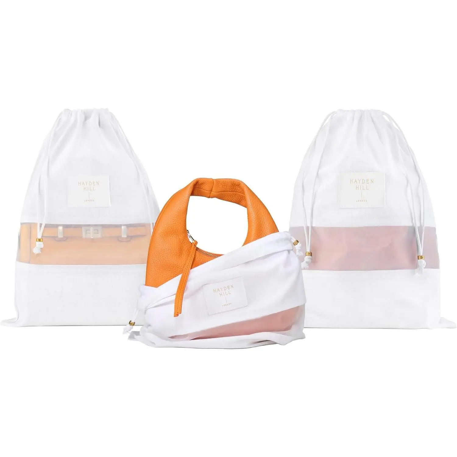 Luxury Organic Cotton Dust Bags For Handbags - 3 Pack Small - 15" Purse Dust Bags, Shoes and Handbag Covers For Storage - Carbon Neutral Protector Dustbags