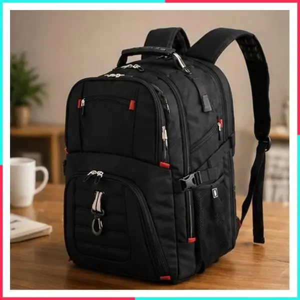 Extra Large 50L Travel Laptop Backpack with Combination Lock, Airline Approved Business Work Bag Fits 17 Inch Laptops for Men Women, Black