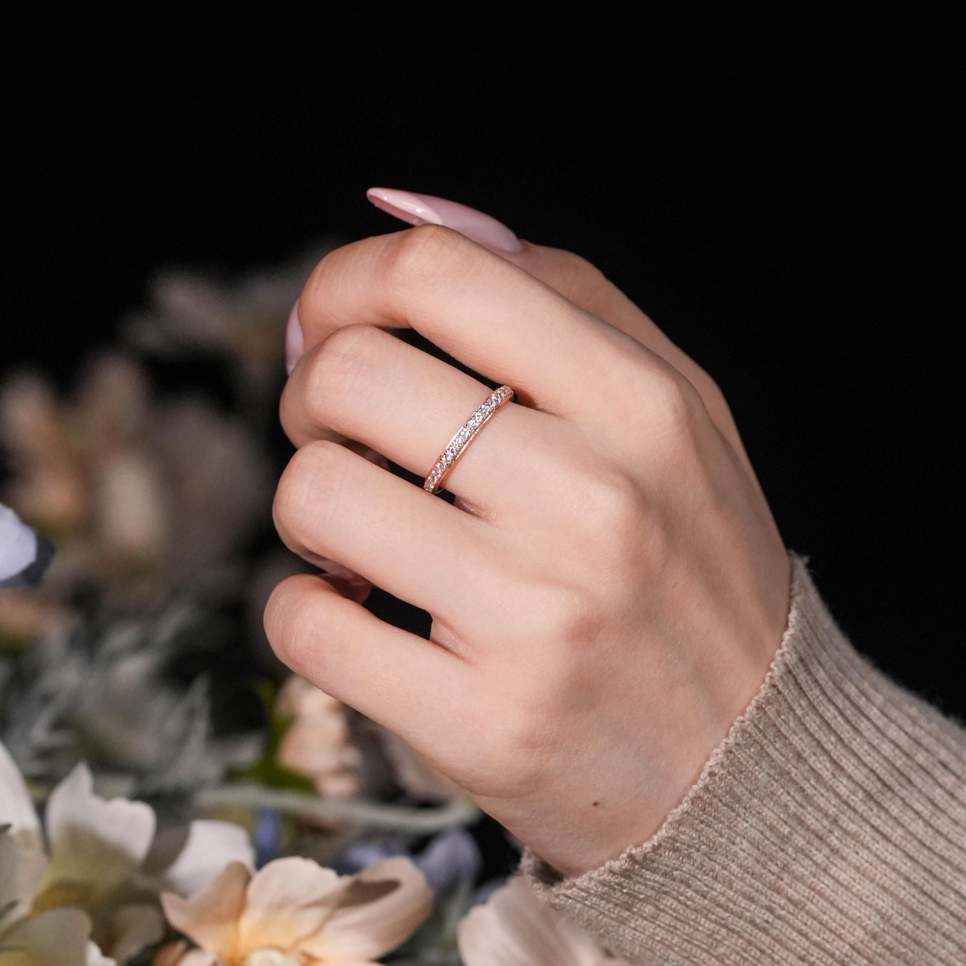 【#449 TODAY ONLY】Dainty Stacking Band Wedding Band Solid 925 Sterling Silver 5A Zirconia Stackable Ring Eternity Bands for Women