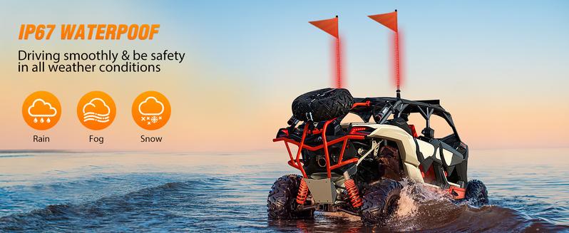 Nilight 1PCS 3FT LED Whip Light with Aluminum Base Red Color Safety Warning Pole Lighted Antenna Whips for RZR Polaris Dune Buggy Off-Road Truck UTV ATV  dealsforyoudays