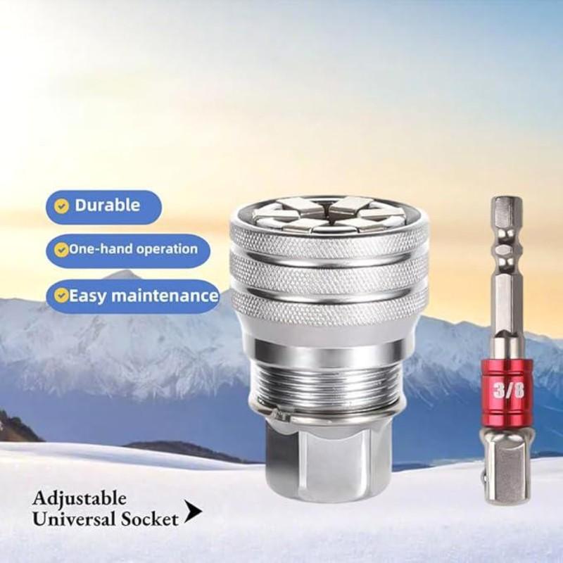 Multi-Function Universal Socket Wrench Tool, Adjustable Universal Socket Wrench, Ratchet Torque Wrench, Power Drill Accessory