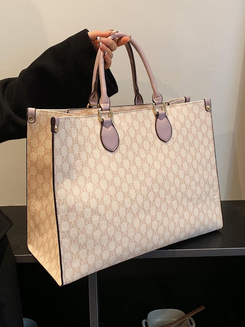 Fashionable Plaid Pattern Tote Bag, Casual Versatile Shoulder Bag for Women, Trendy Commuter Bag for Daily Used