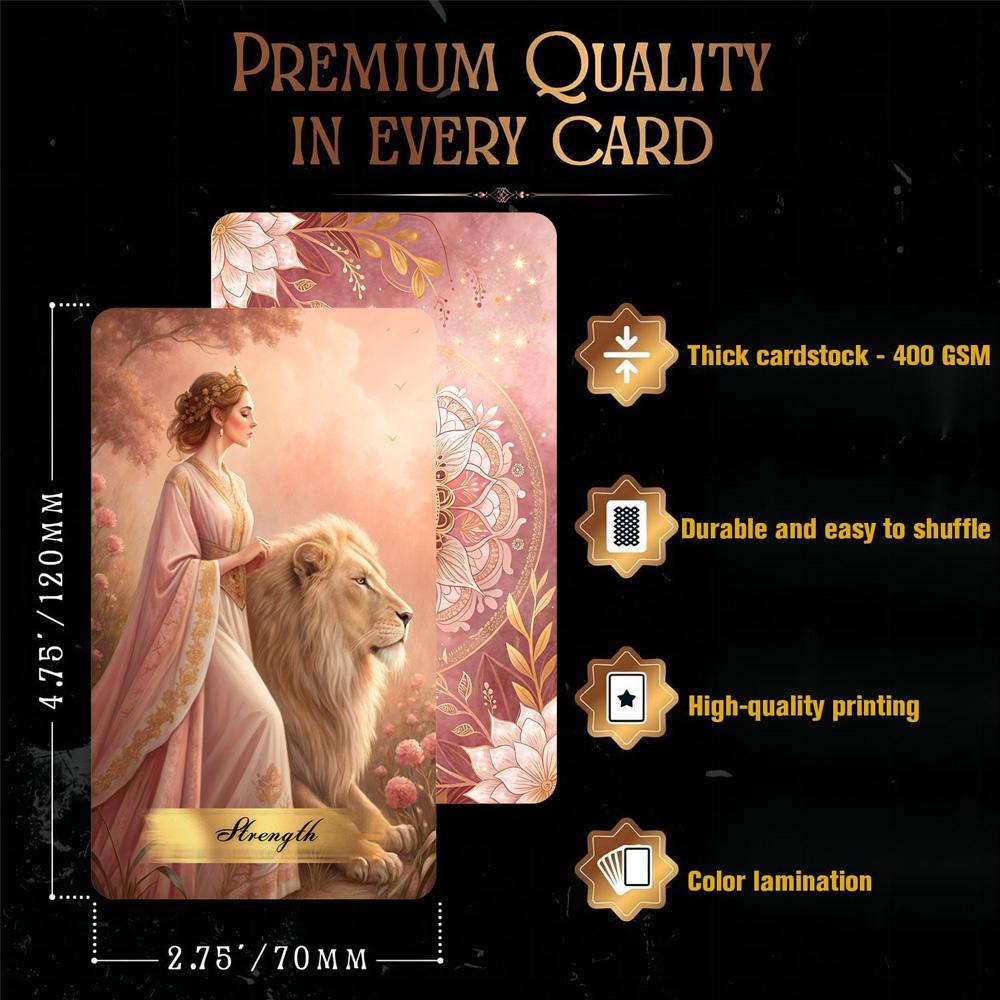Pink Victorian Tarot Card Deck Set, Card Game, 78 Pieces, 13x8 Cm, Romantic & Elegant Design, Includes Paper Instructions, Perfect for Beginners