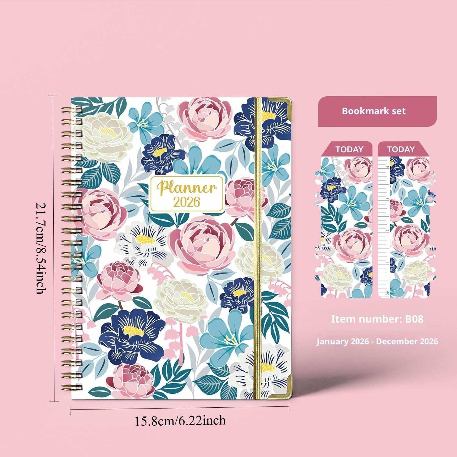 Spiral Notebook A5 Coil Diary Planner, 2026 English Notebooks for Business, Middle School Students, Exam Preparation, Work Schedule Book