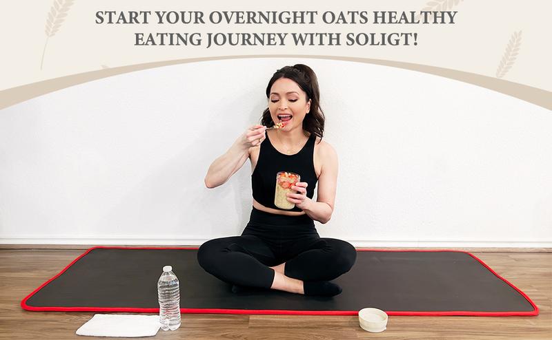 Soligt Overnight Oats Containers with Lids, Folding Spoons, and Divided Compartments for Fruit & Nuts, Small Glass 16oz Mason Jars for Oatmeal Yogurt Parfait Kitchen Utensils 2025 Canister Storage Portable Reusable Airtight Waterproof Tin