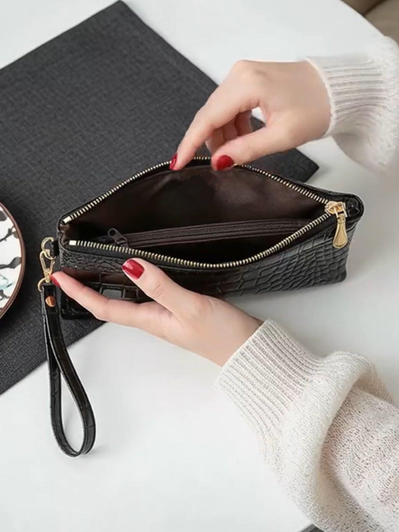 High-Quality PU Leather Women's Handbag, Multi-Pocket Design, Wrist Strap, Perfect for Work and Parties, Compact Wallet Bag, Fashionable Versatile Purse