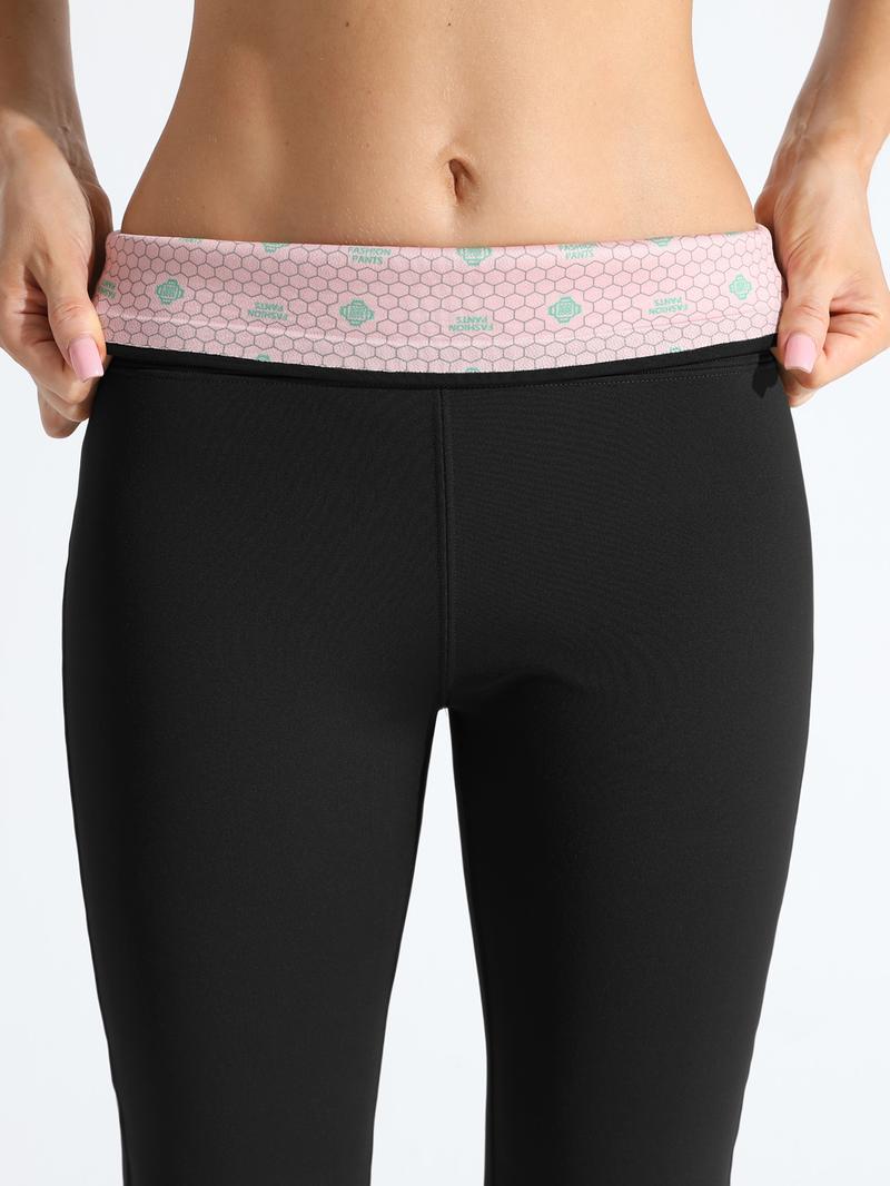 Women's High-Waisted Yoga Flare Pants, Athleisure Pants, Sporty Fitted Design, Thick Fabric, Loose Leg, Pocket Detail, Ideal for Outdoor Fitness