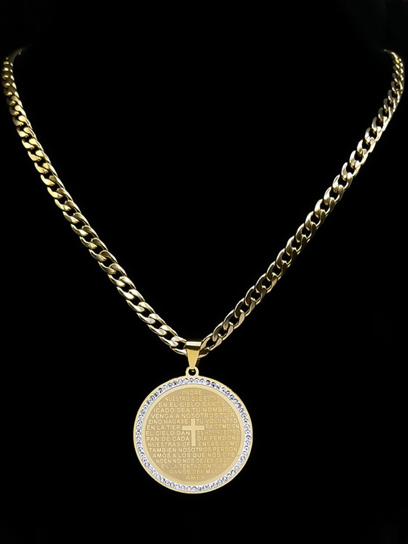 Bible Verse Men Women Cross Necklace Stainless Steel Gold Color Christian Lord's Prayer Religious Necklaces