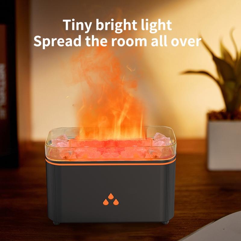 Flame Humidifier Essential Oil Diffuser, Himalayan Salt Lamp with Color Changing Light, Mist Mode, Large Capacity, Humidifier Scent, Perfect Gift