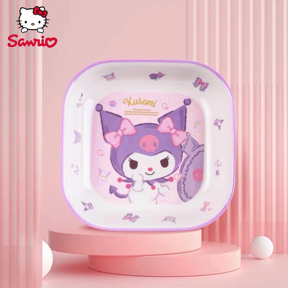 Sanrio Kuromi Melamine Plate, Cute Flower Ruffle, Round Dessert Dish, Kawaii Salad Snack Dinnerware, Salad Plates, Durable Plastic Tray, 1pc, Decorative Plates