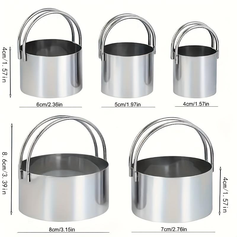 5-Piece Stainless Steel Round Cookie Cutter Set with Ergonomic Handle, Durable Baking Tool for Perfect Shape Pastry Cookie Dough, Ideal for Christmas Halloween Easter Valentine, Baking Supplies