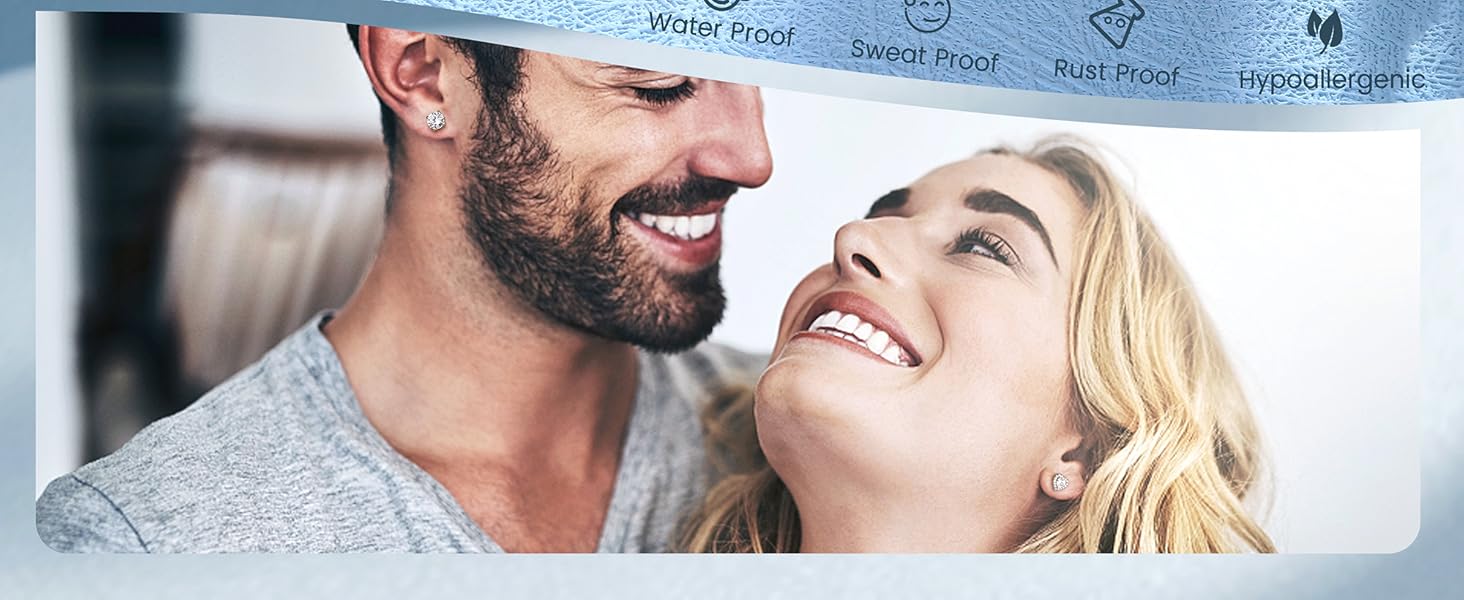 YADOCA 925 Sterling Silver Earrings for Women Men Brilliant Simulated Diamond Earrings Set Cubic Zirconia Stud Earrings 14K Plated White Gold Earrings Hoop Huggie Hypoallergenic Earrings Silver/Gold