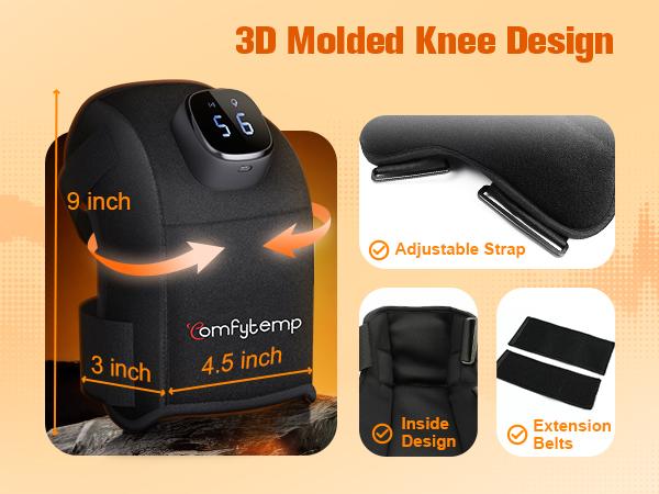Portable Knee Massager with Heat 9 Heat 5 Vibration 3 Intensity, Christmas Gift for Mom Dad