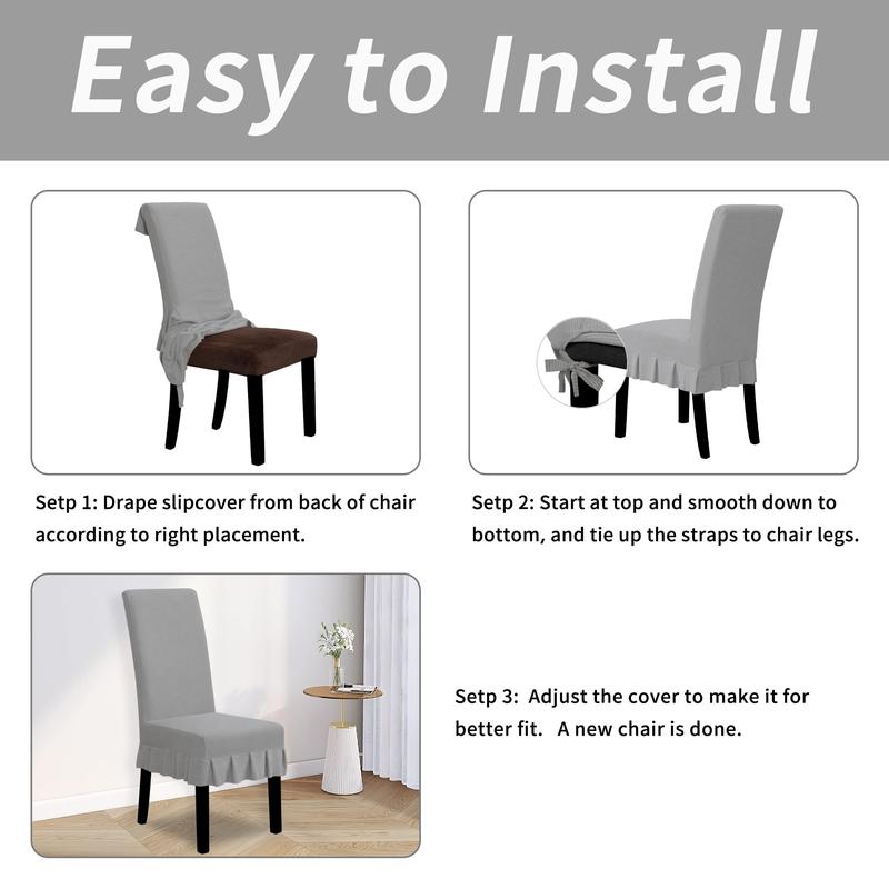 Easy-Going Dining Chair Covers of 4/6/8, Christmas Stretch Parsons Chair Slipcover with Skirt Chair Covers for Dining Room Restaurant Banquet