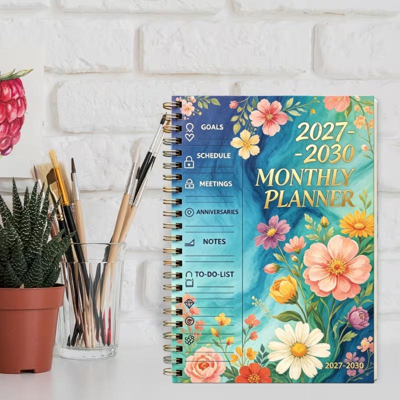 2027-2030 Monthly Planner/Calendar, Office Planner, 4-Year Monthly Planner, Colorful Flower Themed Cover Design Notebook, Yearly Calendar Planning, Monthly Tabs, 48-Month Calendar, 5.5 x 8.3 Inches, Thickened Paper, Elastic Cover, Durable