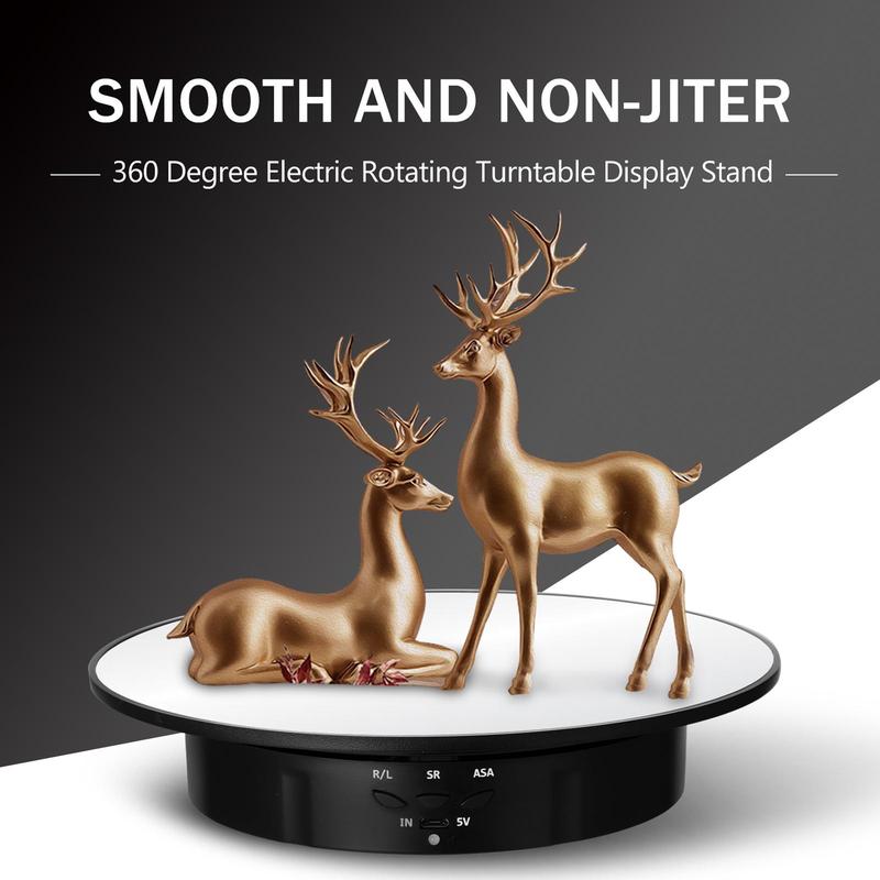 Rotating display stand Electric turntable display table smooth mirror jewelry display hand model live shooting speed rotating table bright glass mirror, Display Riser, Adjustable Standing Shelf