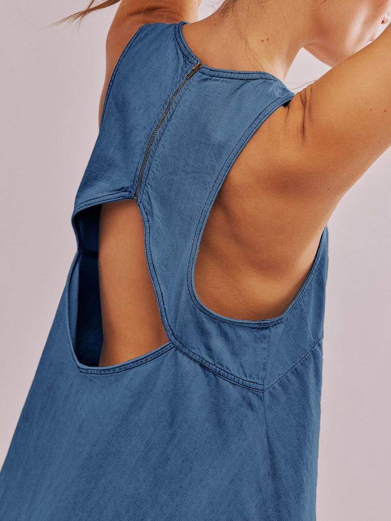 Women's Denim Dress Spring Summer New Fashion Casual Sleeveless Backless Short Skirt Trendy Denim Mini Dress A-Line Dress Springtok Womenswear Comfort Outdoorfun Women's Denim Dress Spring Summer New Fashion Casual Sleeveless Backless Short Skirt Trendy Denim Mini Dress A-Line Dress Springtok Womenswear Comfort Outdoorfun