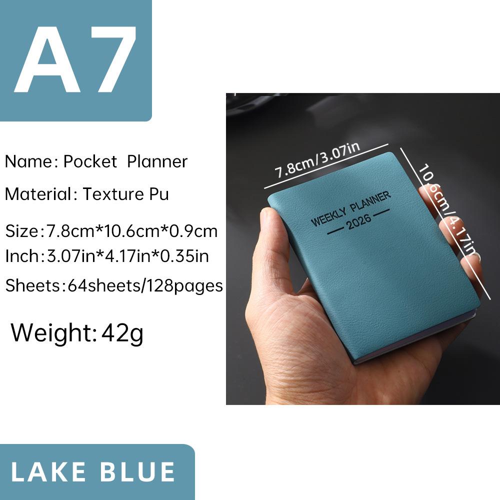 2 Pack A7 Mini Diary Planner 2026, Weekly Planner, Daily Schedule Notebook, English Language, Perfect for Organization & Planning