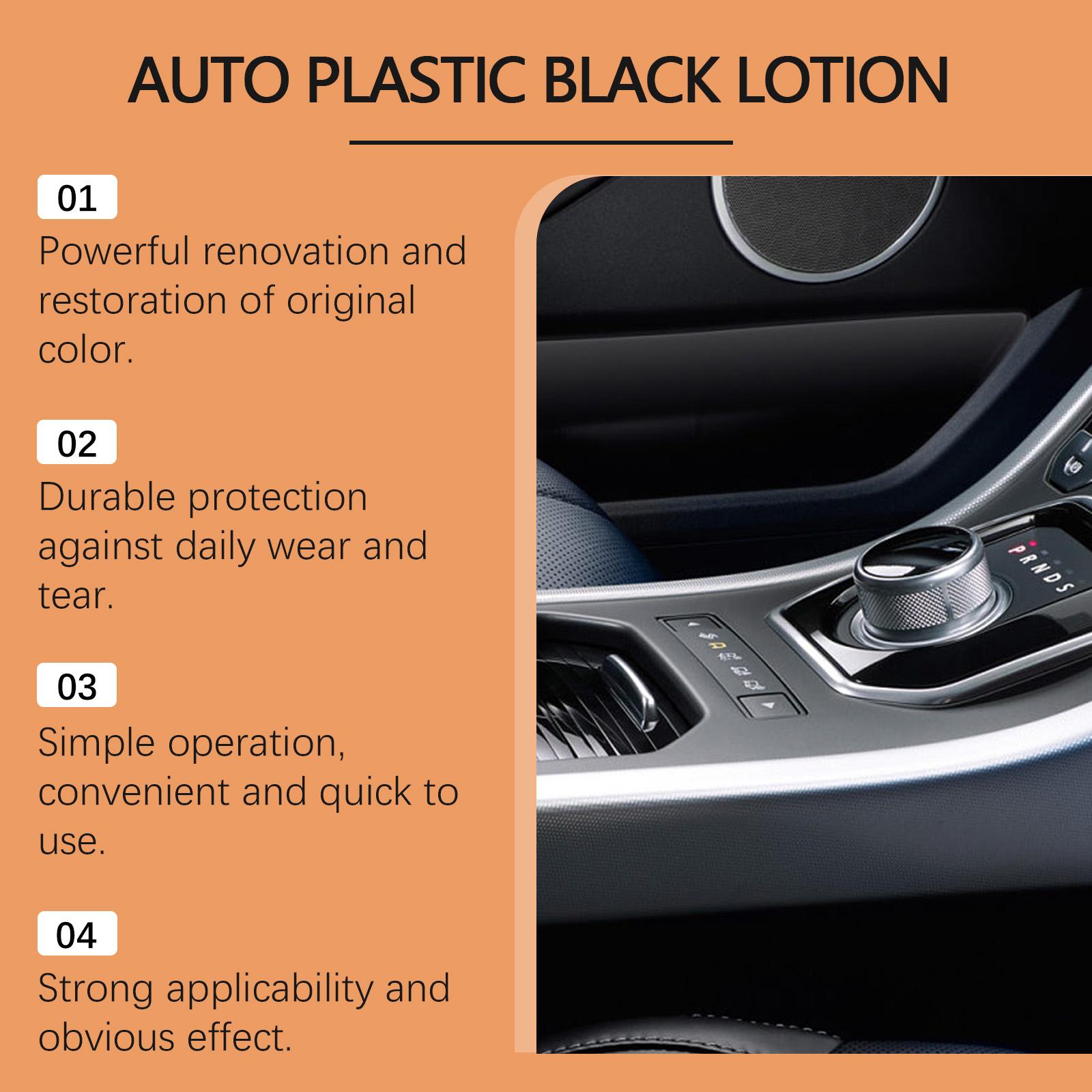 Homonth 100ml (3.38 fl oz) Auto Plastic Restorer Single Bottle - Black Lotion with Sponge, Polymer Matrix Trim/Dashboard Hydrophobic Coating for Anti-Oxidation & UV Protection