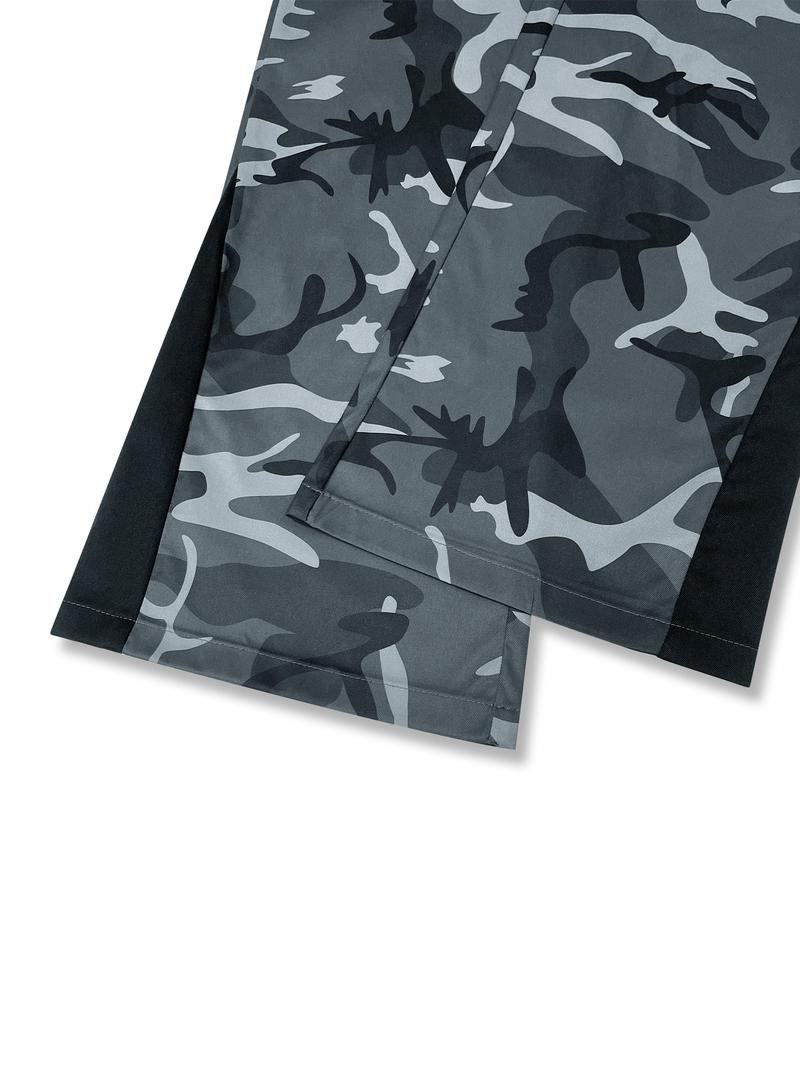 Men's New Camo Pants Fashion Outdoor Wide Leg Pants Large Pockets Decorative Woven Flare Pants Suitable for Young Casual Wear