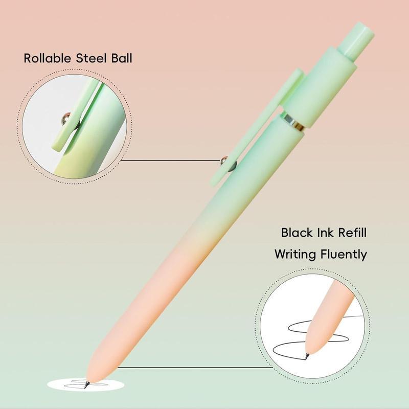 5pcs 0.7mm rainbow style simple press-type quick-drying pen set, suitable for students, nurses, souvenirs, exam practice writing pens. excellent gifts for Christmas and New Year.It is a simple round pen with gradient colors on the body.