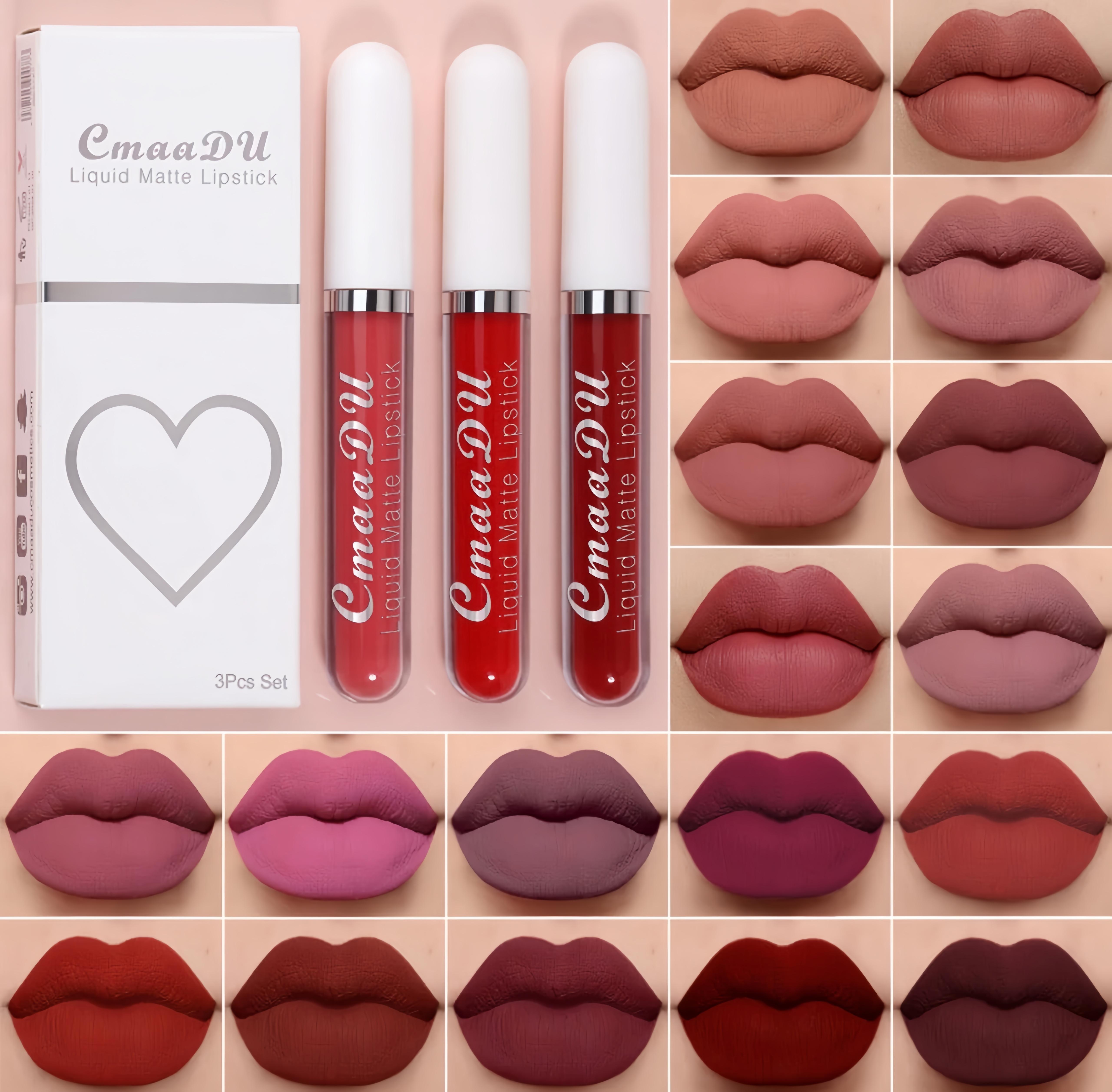 [10 Pcs] Liquid Matte Lipstick Set, Waterproof, Non-Sticky, Moisturizing, Fast-Drying, Long-Lasting,Shade,Suitable for All Skin Types, Cosmetic, Glossy Hydrating Lipgloss