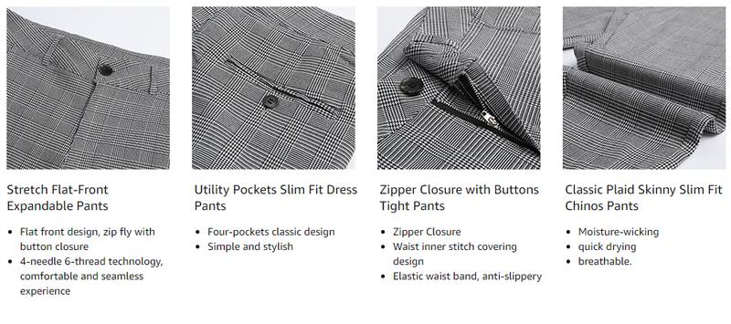 TUREFACE Men's Slim Fit Dress Pants Stretch Golf Pants Casual Travel Slacks Menswear Trouser Plain Beige Operator Beige Operator Slimfit Pocket Slimfit Pockets