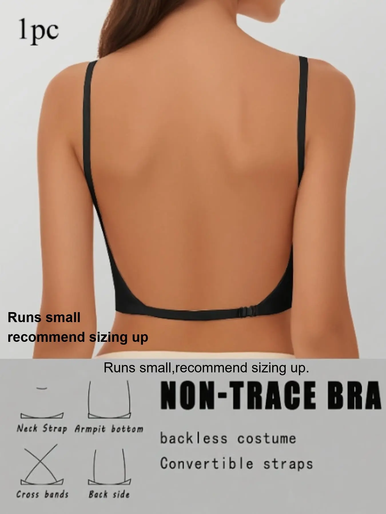 Women's Summer Backless Non Padded No Padded Bra, Sexy Fitted Pyjama Top, Medium Support Full Coverage, Unlined, All Seasons, Basic Plain Pattern Underwear