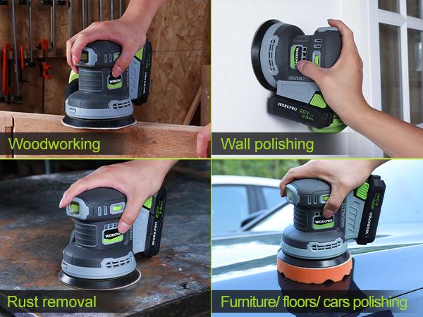 #JumpstartSale WORKPRO Cordless Random Orbital Sander Brushless 6 Variable Speeds 6000 to 12000 OPM, 20V 5in Electric Orbit Sander for Woodworking with Battery, Charger, Dust Collector, Tool Bag,15 Counts Sanding Discs #JumpstartSale WORKPRO Cordless Random Orbital Sander Brushless 6 Variable Speeds 6000 to 12000 OPM, 20V 5in Electric Orbit Sander for Woodworking with Battery, Charger, Dust Collector, Tool Bag,15 Counts Sanding Discs