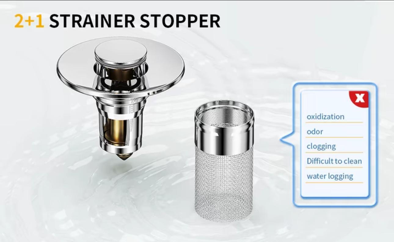 Bathroom Sink Stopper Hair Catcher, Universal Pop Up Sink Drain Filter with Stainless Steel Filter Basket, Bathroom Sink Drain Strainer