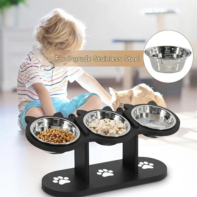 Durable Dog and Cat Feeding and Drinking Dish Raised Bowl for Cats Stainless Steel Pet Bowl Set, Dual Bowls for Cats & Dogs