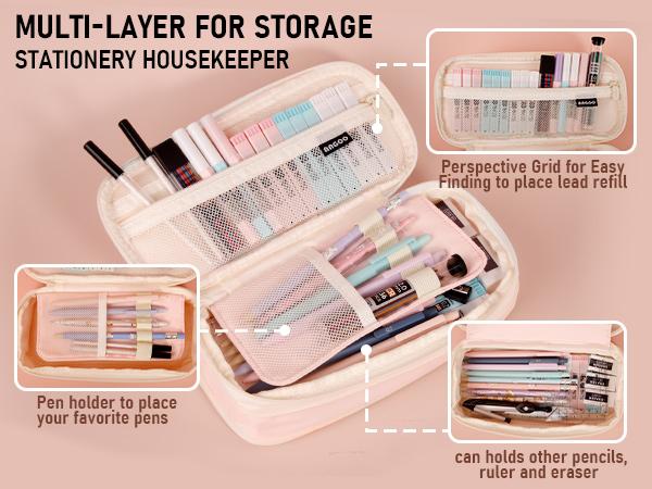 Nicpro 47Pcs Pastel Mechanical Pencil Set With Big Capacity Pencil Case, Cute Mechanical Pencils 0.5, 0.7, 0.9 & 2mm Lead Holder with 4B 2B HB 2H Color Lead Refills Eraser for Student Writing Drawing