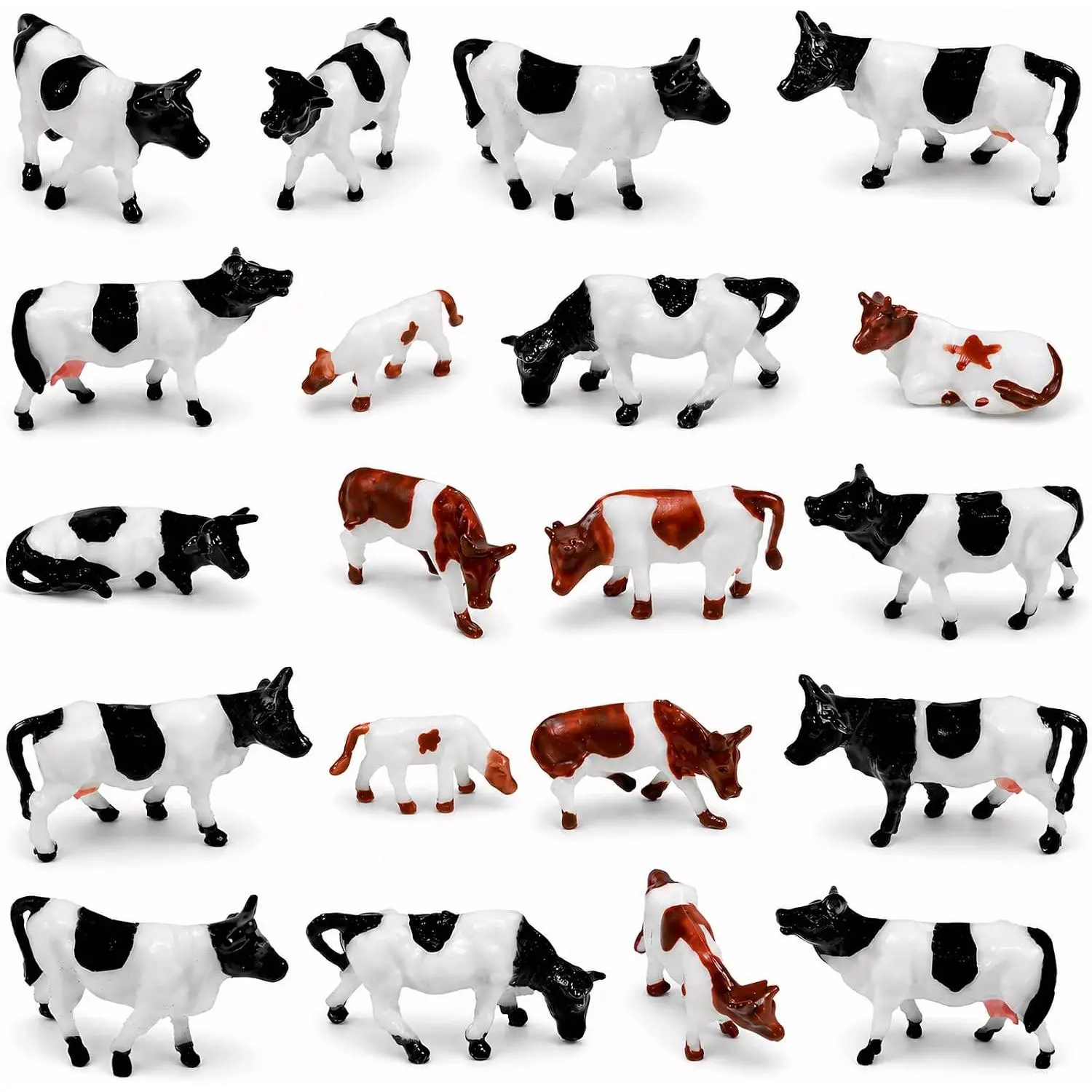 Mini Colorful Cattle Model 1:87 20 count Miniature Cows | Plastic Cow Model for Outdoor Decorations