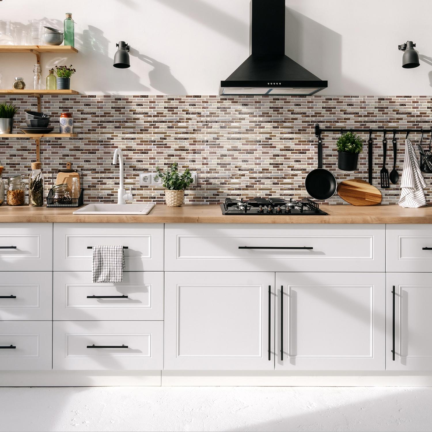 (6pcs/10pcs) Peel and stick removable wall kitchen splashback tiles, 30.5 cm x 30.5 cm self-adhesive marble wall tiles, for kitchen and bathroom