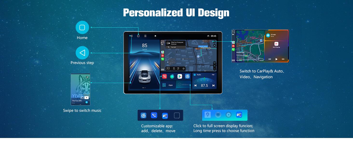 Car Stereo for Chevy Silverado GMC Sierra 2014-2018 touch screen has Android Auto Wireless Carplay, Bluetooth WIFI supports GPS Navigation（With Bose system, you need to purchase an additional fiber optic box! ! !）