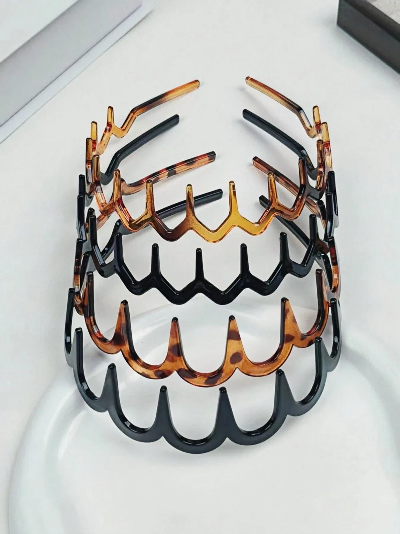 4pcs/2pcs Wavy Serrated Headbands, Wide Leopard Print Minimalist Non-Slip Headbands, Unisex, Hair Care Accessories, Headbands, Zigzag Headbands, Hair Accessories Hairband