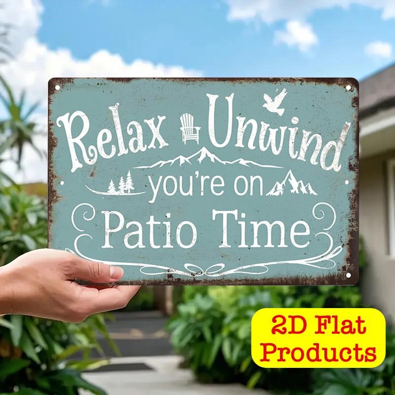 1 Piece Garden Time Poster Aluminum Sign, Cozy Cottage Metal Wall Art Print, Relaxing Aluminum Board Sign, Rural Mountain View Decor, 20x30 Cm