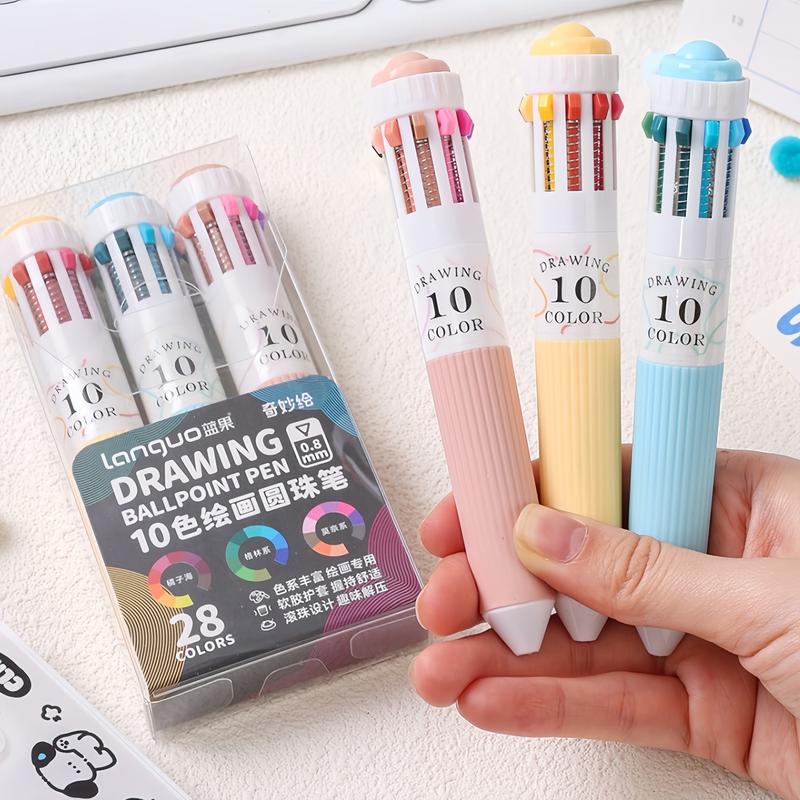 0.8mm 28 Colors Ballpoint Pen Set, 3 Counts/set Fine Point Retractable Ballpoint Pen, Colored Pens for Office School Supplies Students Gifts