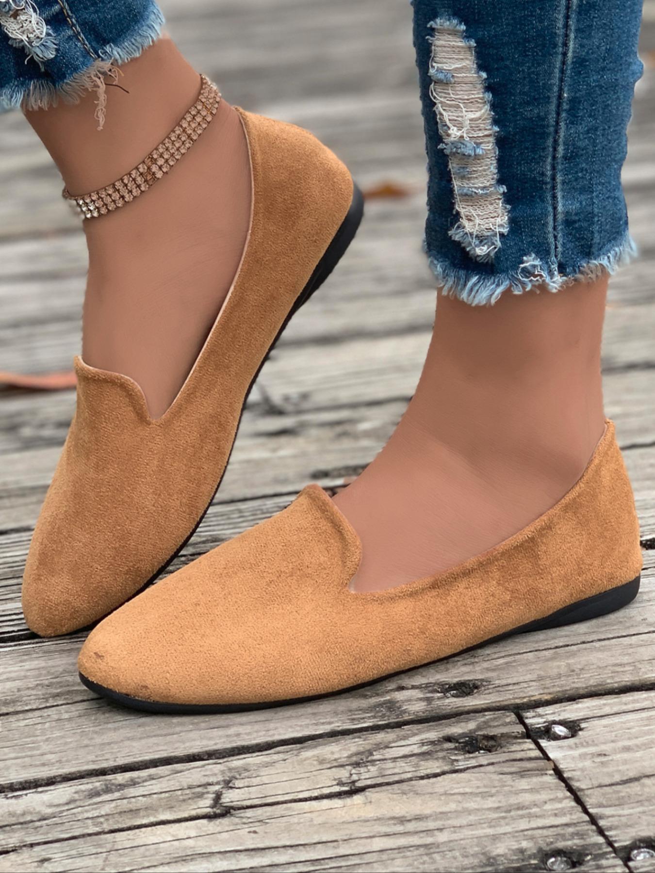 Women's Solid Color Pointed Toe Flats, Soft Rubber Sole Comfortable Slip-On Casual Walking Shoes, Versatile Commuter Shoes for Work and Daily Wear Footwear