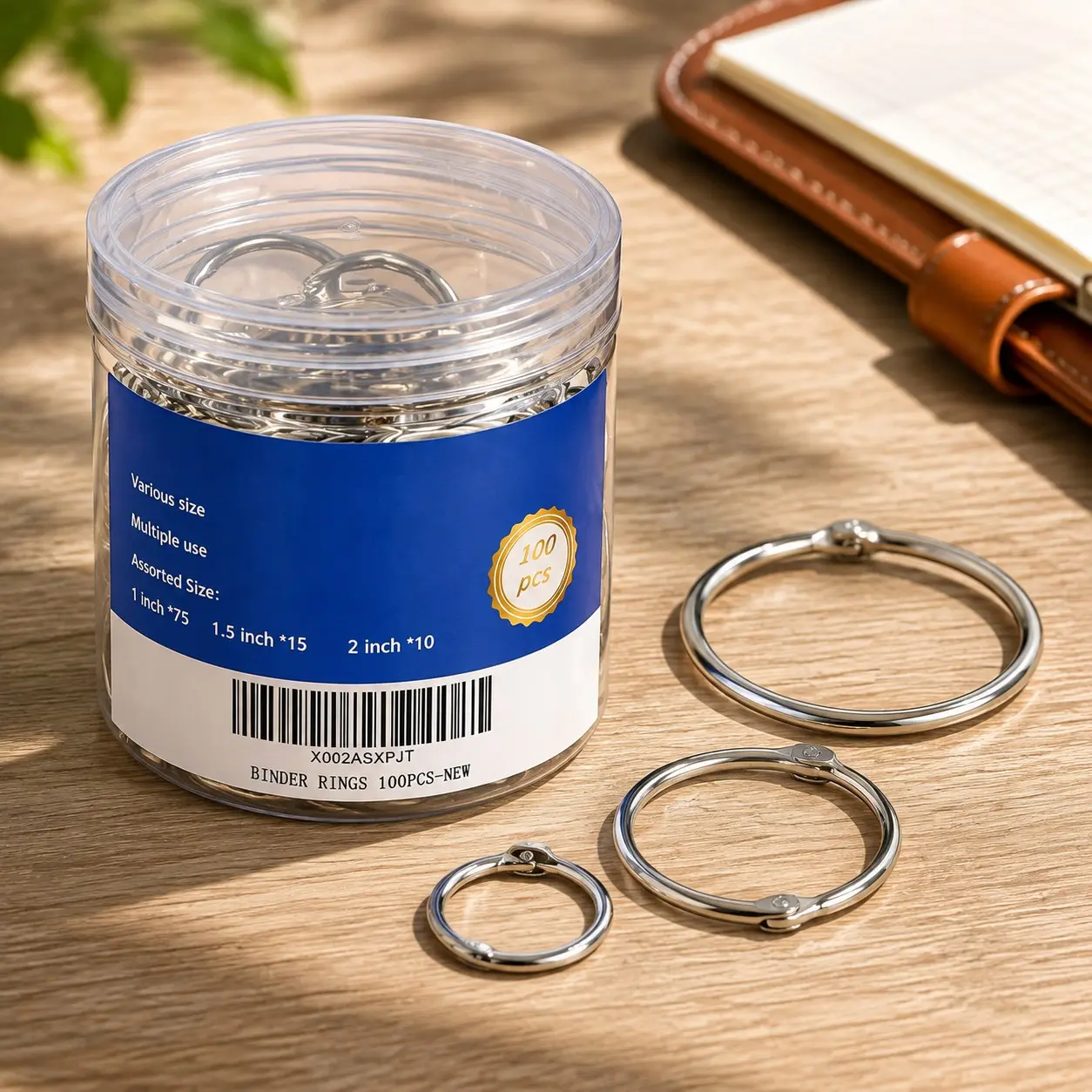Binder Rings, 100pcs Book Rings Assorted Sizes (1, 1.5, 2 inch) for School, Classroom, Office