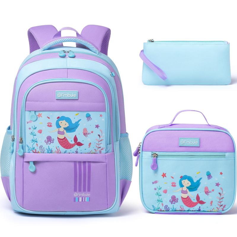 Fimibuke Waterproof 3 PCS Backpack Set with Lunch Bag & Pencil Case – Lightweight School Bag Bookbag , Ideal for Elementary Middle High School Students