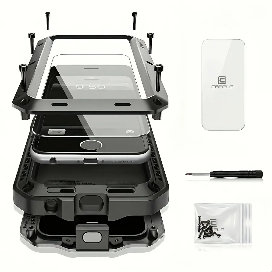 For IPhone 11/12/13/14/15/16/17/18 Air/Plus/Pro/Pro Max Case - Anti-Drop, Dustproof & Waterproof Full-Body Protection - Heavy Duty Metal + Silicone Shockproof Phone Case - High-End Fashion, Perfect Gift - With Built-in Screen Protector