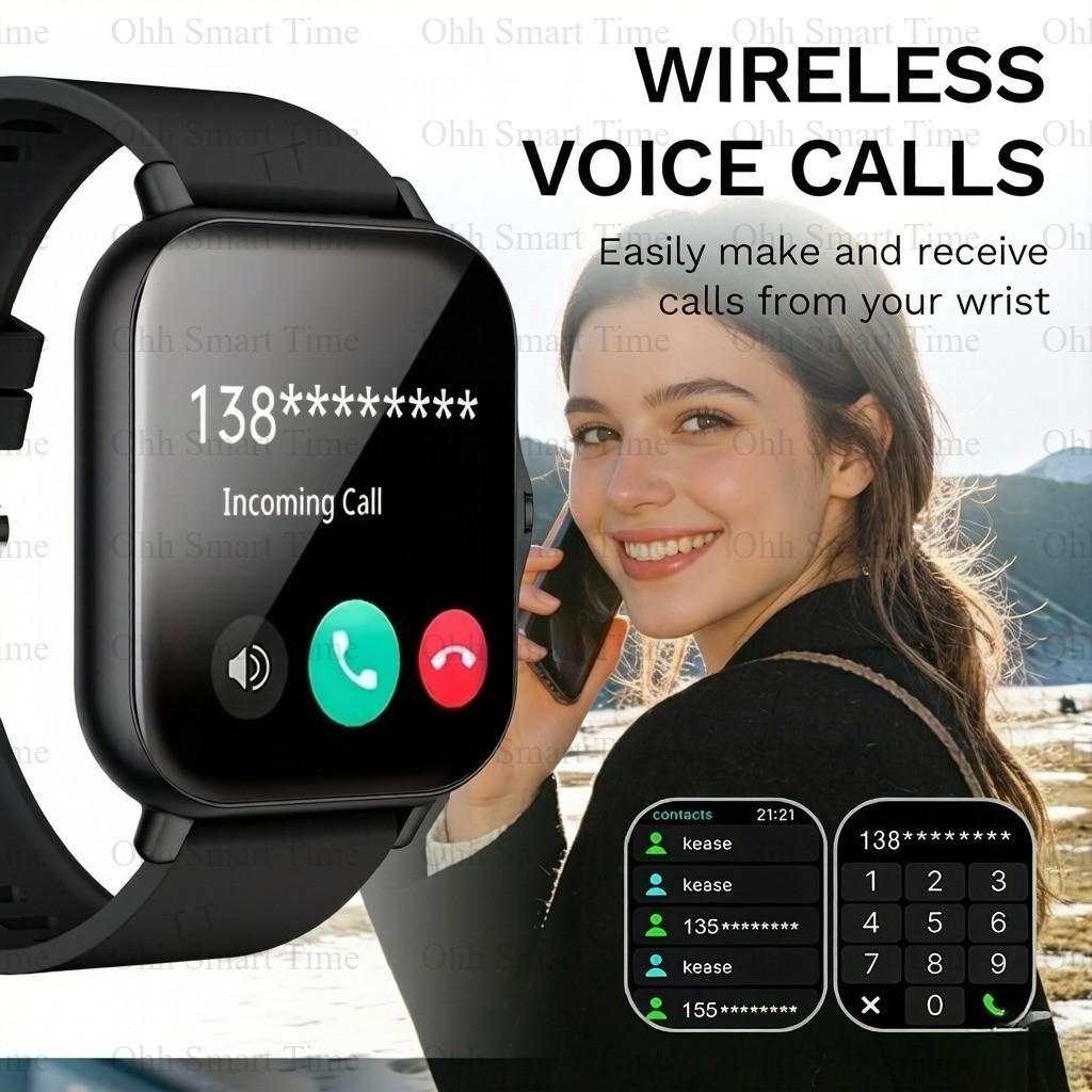 Multifunctional Smartwatch for Men Women, Wireless Call & Answer Function, Pedometer & Fitness Tracker, Steps/Calories Counter, Multiple Sports Modes, Sedentary Reminder & Call SMS Reminder, Multimedia Message Viewing & Weather Forecast