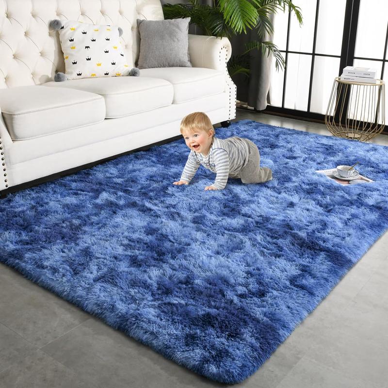 【Deals for You Days】Tie-Dyed Fluffy Shag Rug Area Rugs for Living Room Nursery Dorm Anti-Skid Soft Modern Plush Aesthetic Room Decor Floor Protection