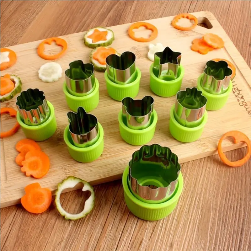 TikTok Bento Lunch Must Haves | 9PCS Kids Sandwich and Cookie Cutter Utensils Set, Stainless Steel Fruit Veggie Cutters for Picky Eaters, Fun School Lunch Box DIY Bakeware, Baking Supplies