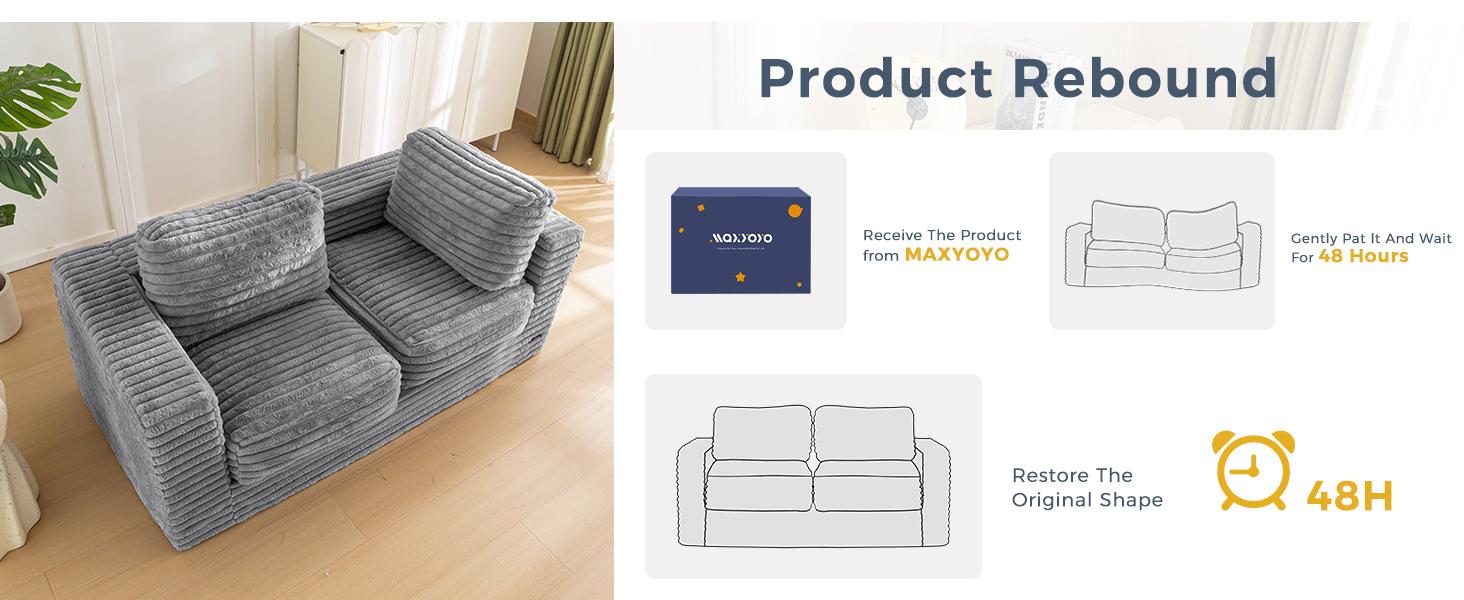 MAXYOYO Bean Bag Chair, Two-seat Bean Bag Sofa with Pillows and Armrests for Adults, Upholstered Loveseat Floor Sofa Couch Fluffy Chair Bean Bag Couch for Bedroom Living Room