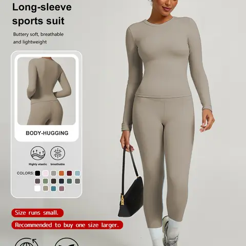 Women's Sporty Plain Suit, Short Sleeve High Waist Above Ankle, Comfortable Yoga Fitness Set, 2-Piece for Daily Wear, Sports Wear